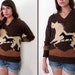 Reserved for Suzette: WILD HORSES V-neck Sweater s M l