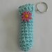 Robins Egg Blue Lip Balm Cozy/Pink Flower Button