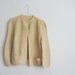 waffle knit 1950 cardigan . vintage hand knit sweater . cream ecru .large.extra large.xl