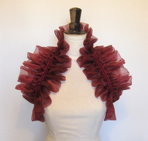 Burgundy organza Opera shrug by talulahblue on Etsy