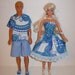 Handmade matching clothes for barbie and ken doll