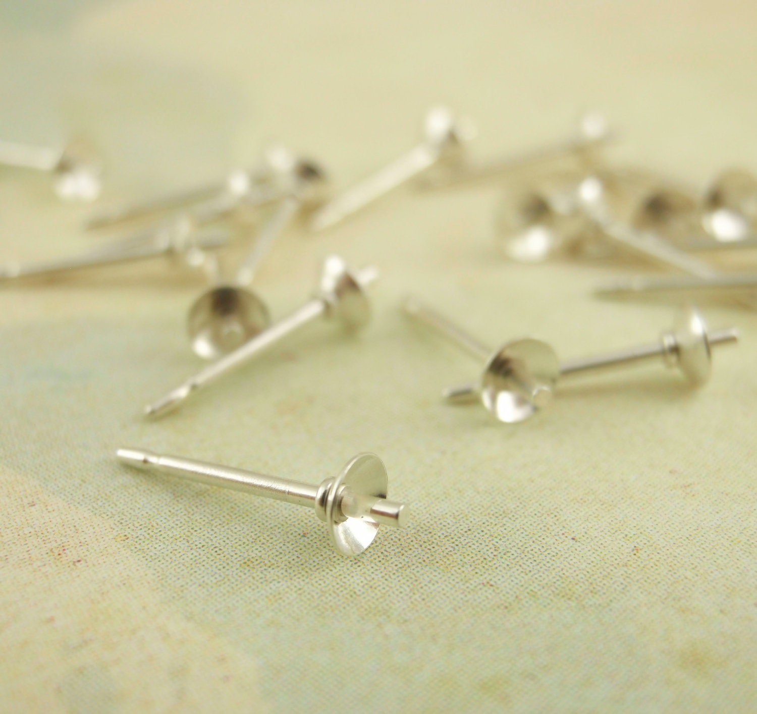 5 Pairs Sterling Silver Earring Posts with 3mm 4mm or 6mm Cup
