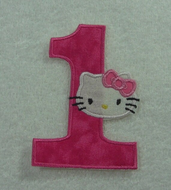 hello kitty number 1 embroidered iron on by theappliquepatch