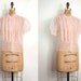1950s blouse / 50s sheer blouse / pink nylon ruffle (small - medium)