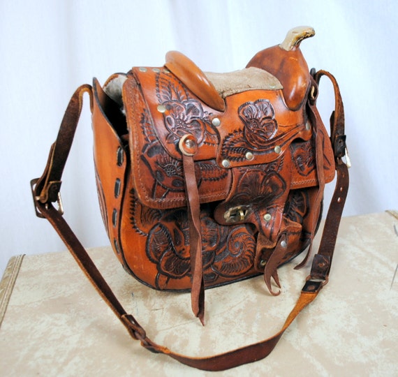 Vintage Vintage Tooled Leather Saddle Purse Bag