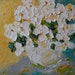 Original Oil Wall Decor White Flowers are Abstract Impasto 12x12