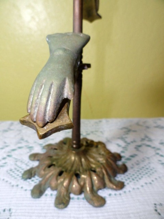 Vintage Brass Hand Clip Stand Glove Display Photo Holder Guest