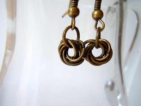 40% Off - Chainmaille Earrings - Bronze Mobius Flower