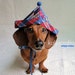 Jaunty Red and Blue Plaid Silk Napoleon Party Hat for Dachshunds