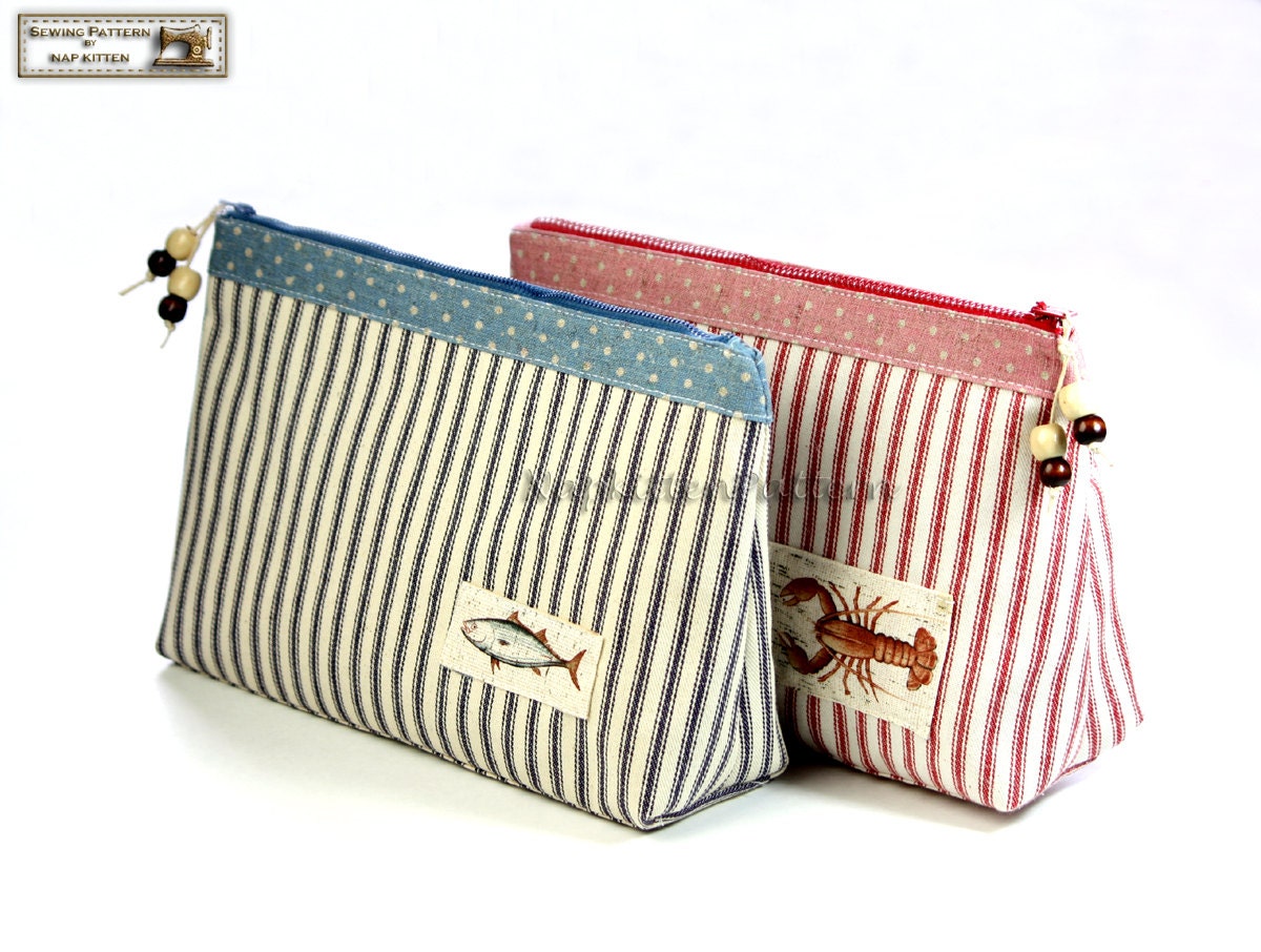 Cosmetic bag sewing pattern makeup bag pattern zippered bag