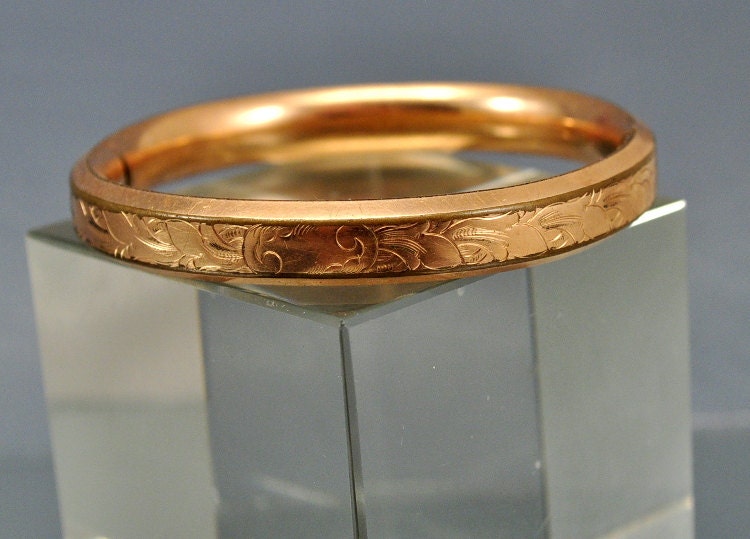 Austin & Stone Gold Filled Bangle Bracelet Victorian Engraved