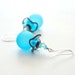 Bright Blue Ruffle Glass Earrings, Aqua Blue Light Weight Dangle Earrings