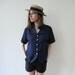 Vintage 90s Navy Cotton Collared Sailor Blouse
