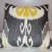 16x16 Mod Designer Ikat Fabric Pillow Cover - Citrine Yellow Gray and White - Free Shipping