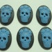 New Arrival 6 pieces Blue on Black Background Tribal Skull 25x18mm Cameos