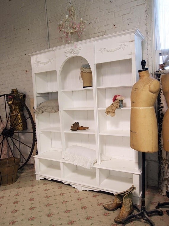 Painted Cottage Chic Shabby White Handmade Bookcase / Display
