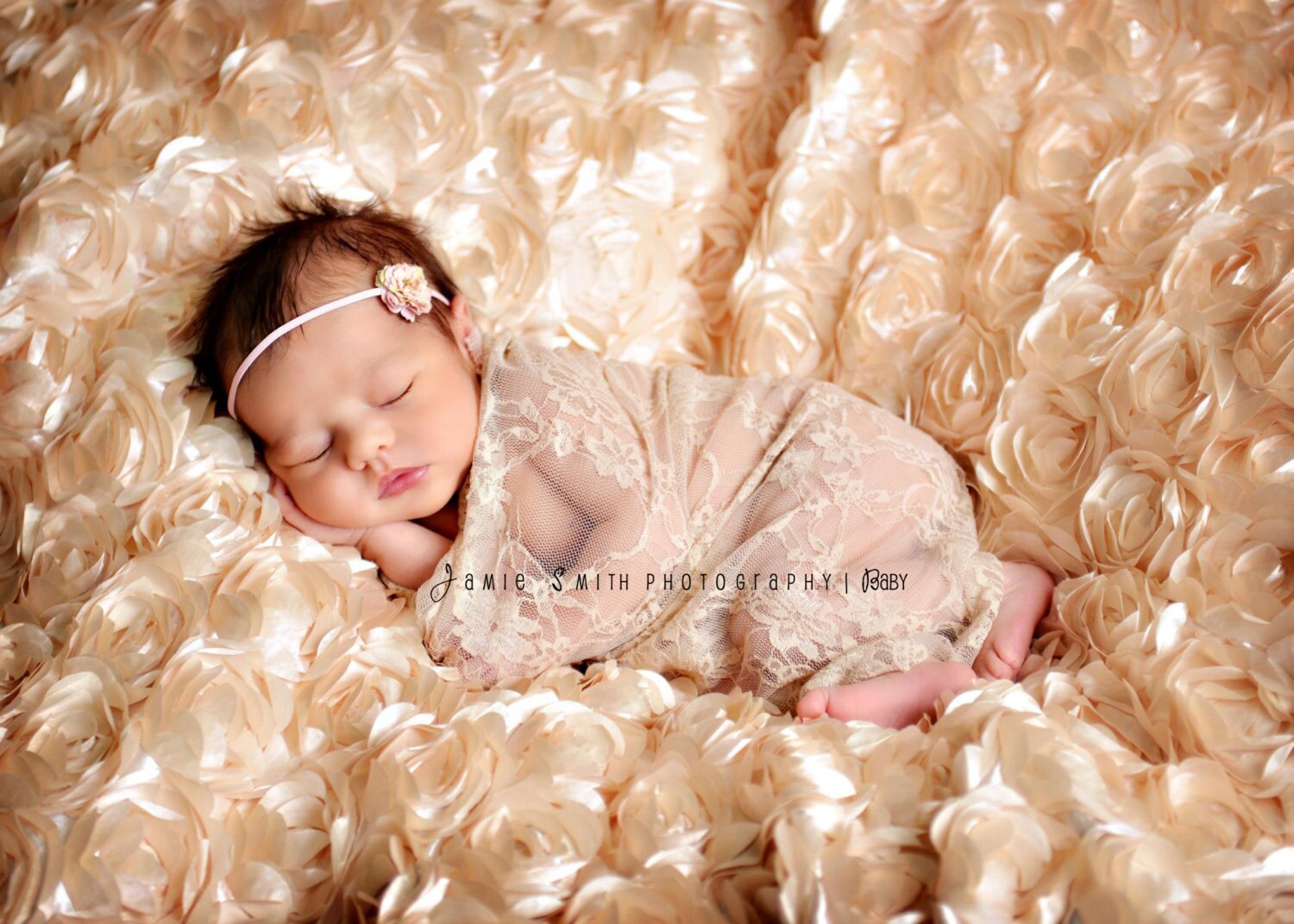 Baby Girl Wrap Light Tan Lace Stretch Wrap Newborn Girls