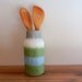 Vase / kitchen utensil holder / Silver Green white and blue home decor / home and garden / handcrafted vase