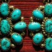 Native American Sterling Silver Turquoise Sunburst Cluster Dangle Earrings
