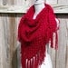 Shawl Triangle Scarf in Cranberry Red Crochet