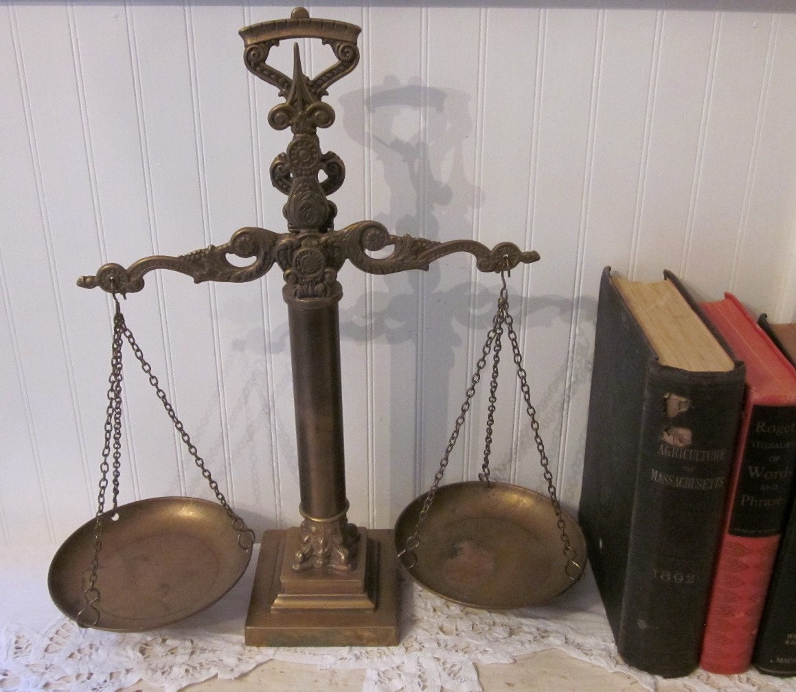 vintage Scales of Justice Brass Vintage Art Deco Style