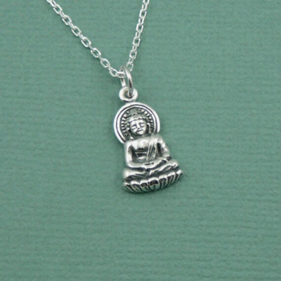 Tiny Buddha Necklace sterling silver necklace yoga by TheZenMuse