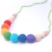 Rainbow Breastfeeding mom necklace and teething toy for baby - Babywearing Mother. ecofriendly cotton Crochet pink purple mint