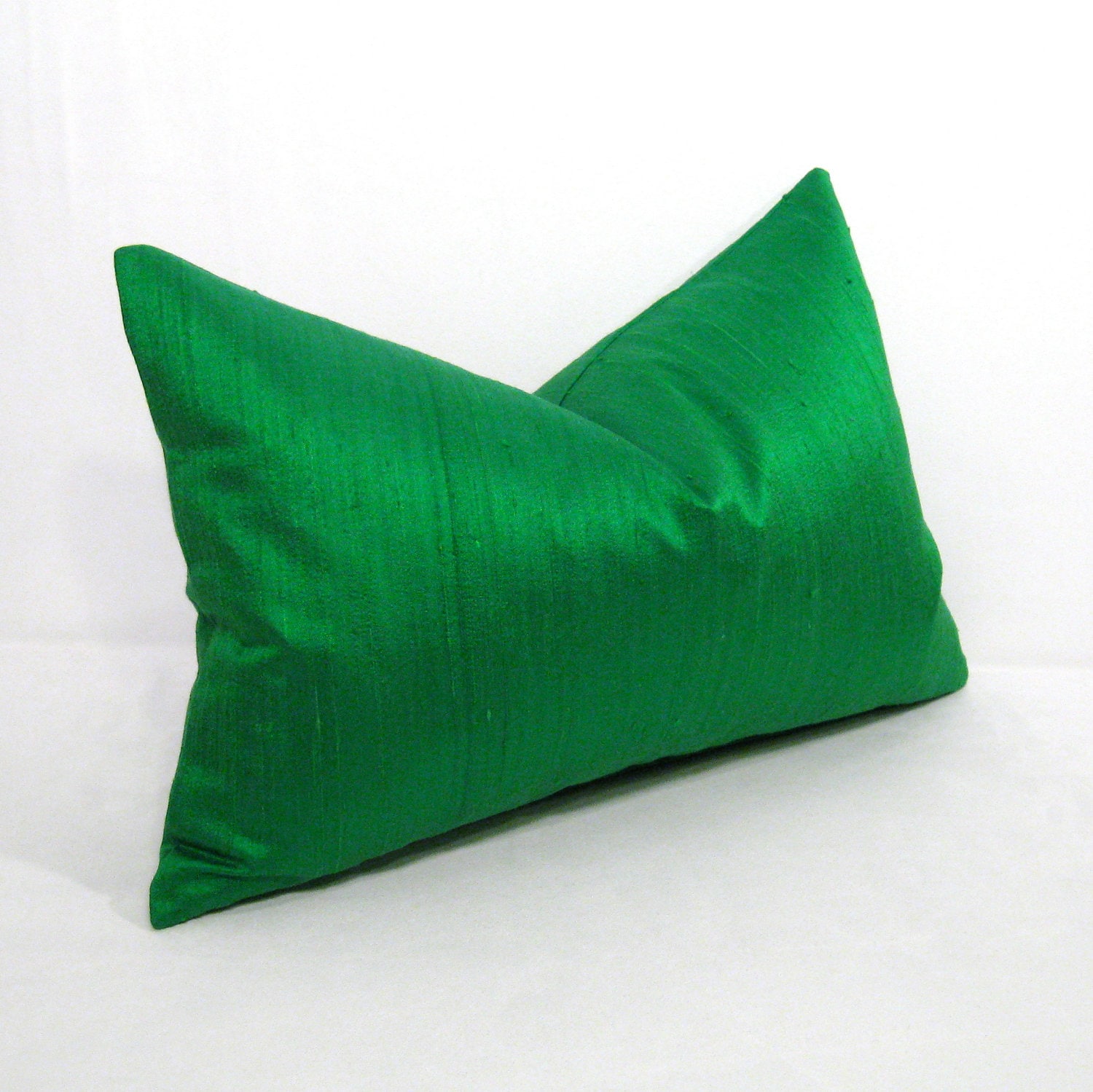 SALE Green Silk Pillow Cover Emerald Decorative Cushion