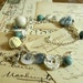 Vintage Button Charm Bracelet, Blue and White, OOAK Bracelet FREE Shipping