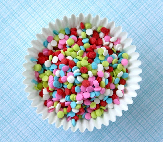 Lollipop Confetti Quin Sprinkles for Decorating Cupcakes, Cookies, Cakepops, Cakes (3 oz) - red, pink, blue, lime, white