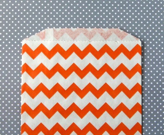 Orange Chevron Goody Bags / Favor Bags / Treat Bags (20) - 5 x 7.5 inches - Midi Size Il_570xn