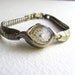 Antique womens Bulova watch bracelet, 10k rolled gold plate, white gold, silver tone