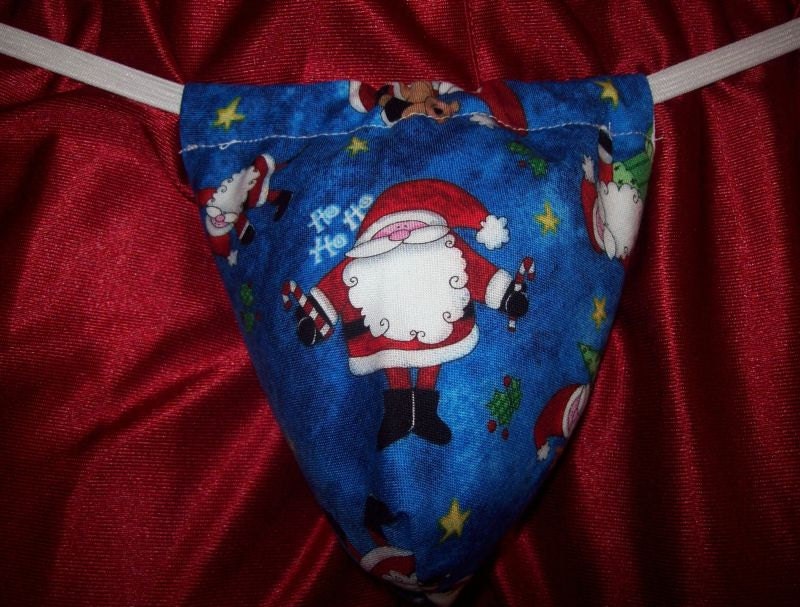Mens SANTA CLAUS GString Thong Male Lingerie Christmas