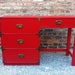 Vintage Campaign Desk In Lipstick Red