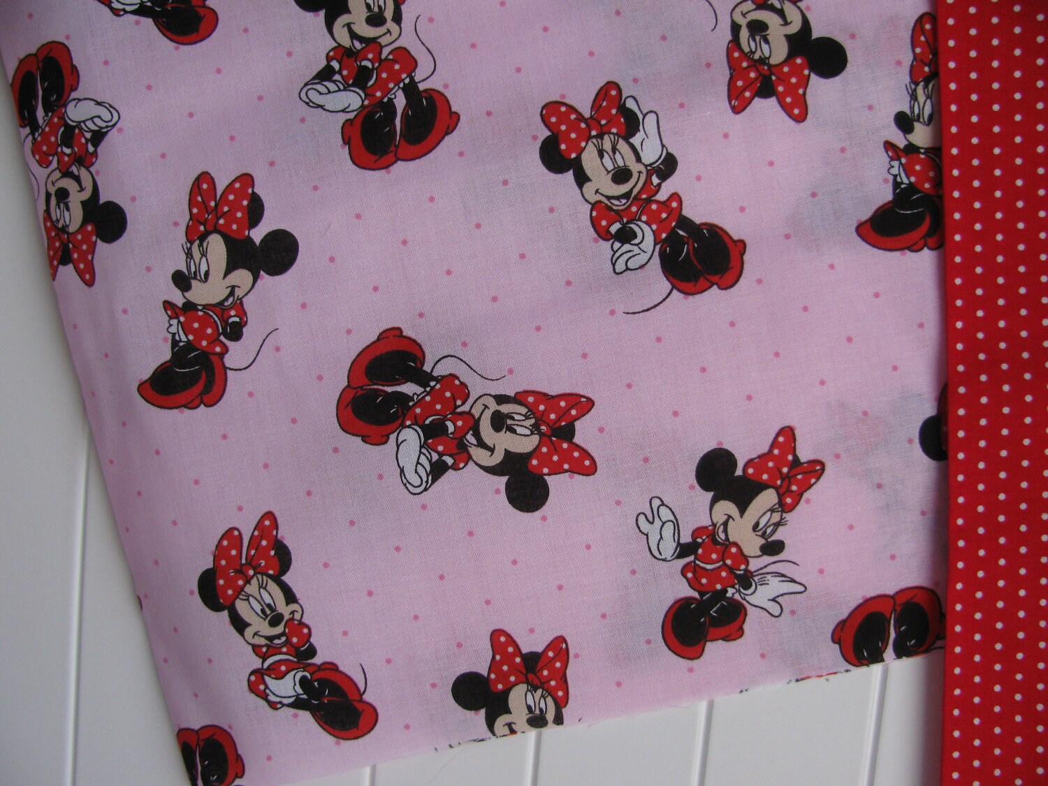 Pink Polkadot Minnie Mouse Fabric By the Yard Free US