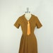 1960's Vintage Dress - Schoolgirl Classic Mustard Tweed with Tie and Pleated Full Skirt