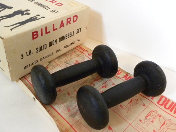 Vintage 1960s Billard Hand Weights Set of two cast iron