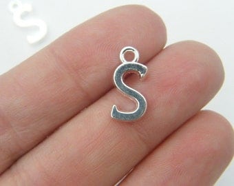 BULK 30 Letter S alphabet charms silver plated