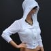 White Cropped Sheer Cardigan With Hood Small