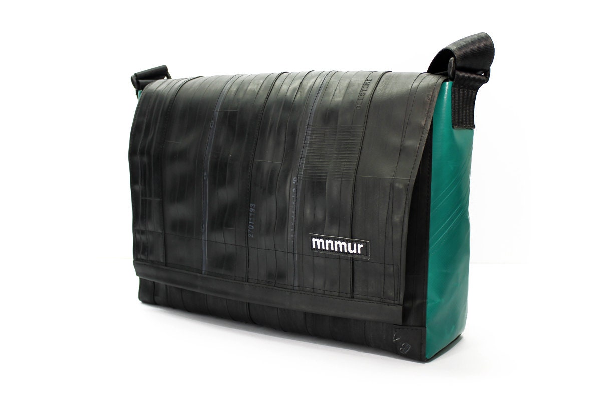 15 laptop messenger bag made from recycled bike tube and