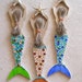 Mermaid Carved from Reclaimed Wood Hand Decorated and Painted Over 2 FT Long Blue