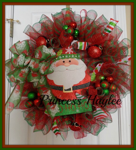 Santa Deco Mesh Wreath by AdooringDesigns on Etsy