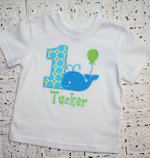 Personalized Little Blue Whale First Second Third Birthday