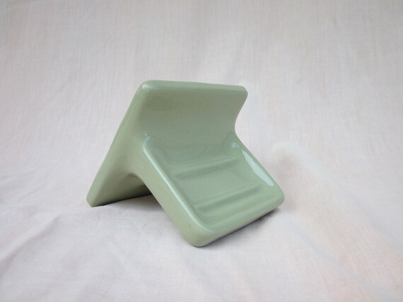 Avocado Green Retro Vintage Ceramic Tile Soap Dish Soap Holder