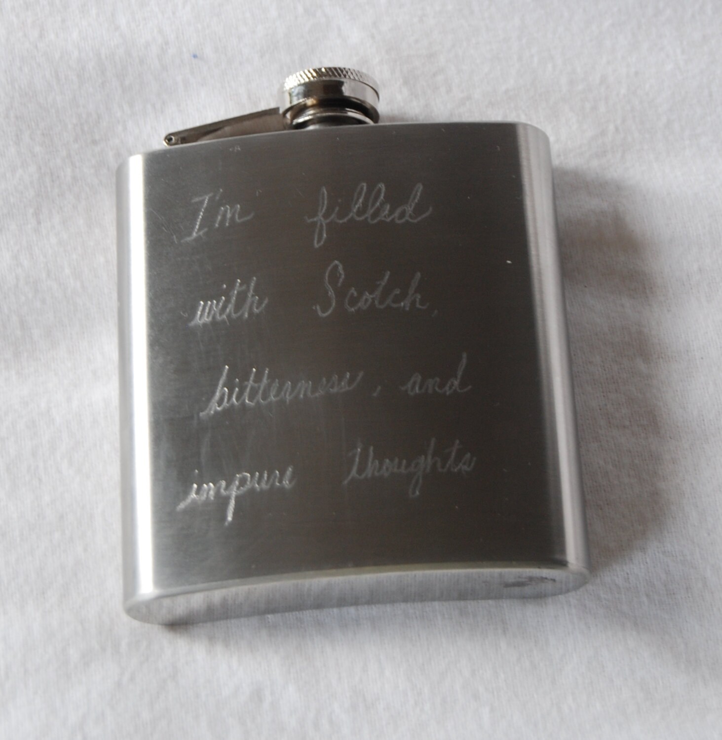 Personalized Flask. Custom HandEngraved Stainless Steel Flask