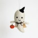 Halloween ornament : Fuzz boo ghost - orange pumpkin and orange plaid cape