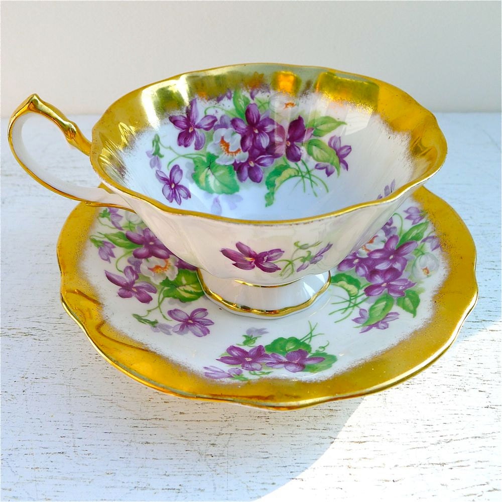 Vintage Princess Anne Violets Tea Cup and Saucer