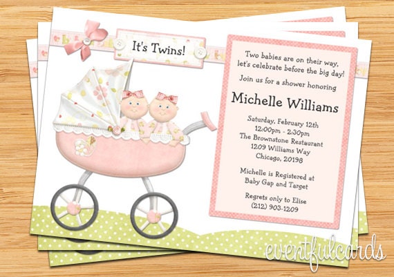 Twin Girls Baby Shower Invitation