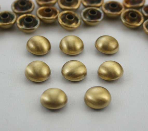50 pcs Brush Brass Dome Mushroom Rivets Studs Double Cap