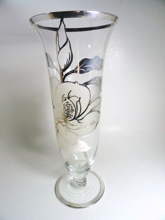 Vintage Crystal Vase With Silver Overlay By Rockwell Silver